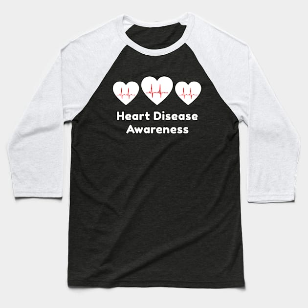 Heart Disease Awareness Baseball T-Shirt by Color Fluffy